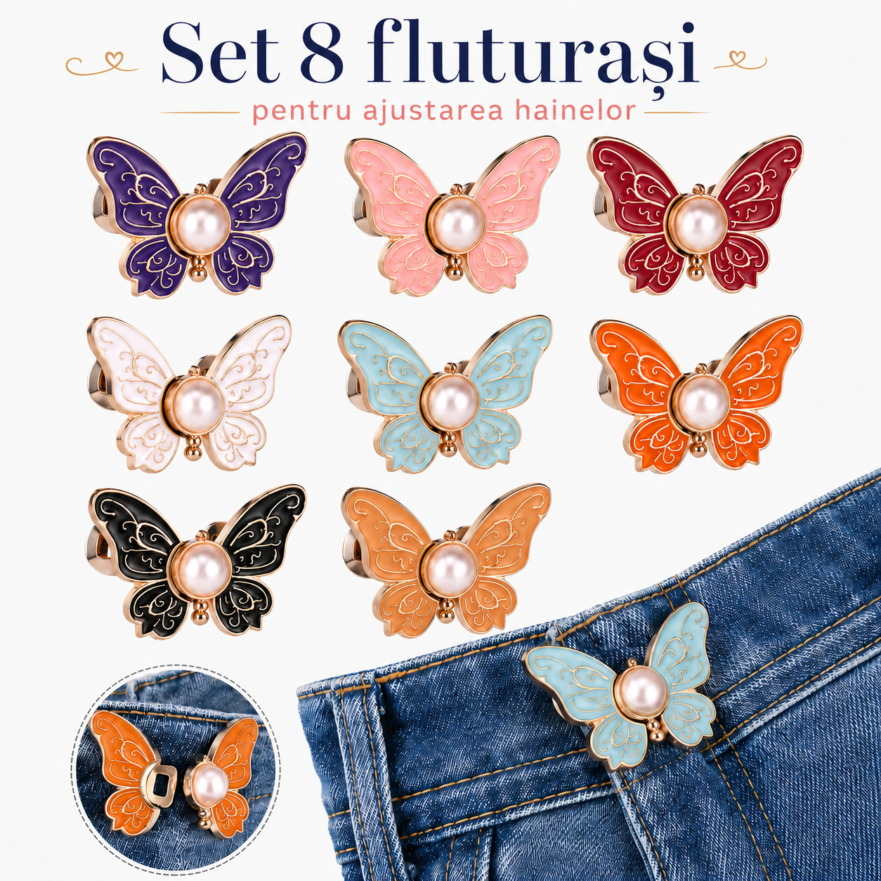 Set 8 Fluturi pentru Ajustarea Hainelor