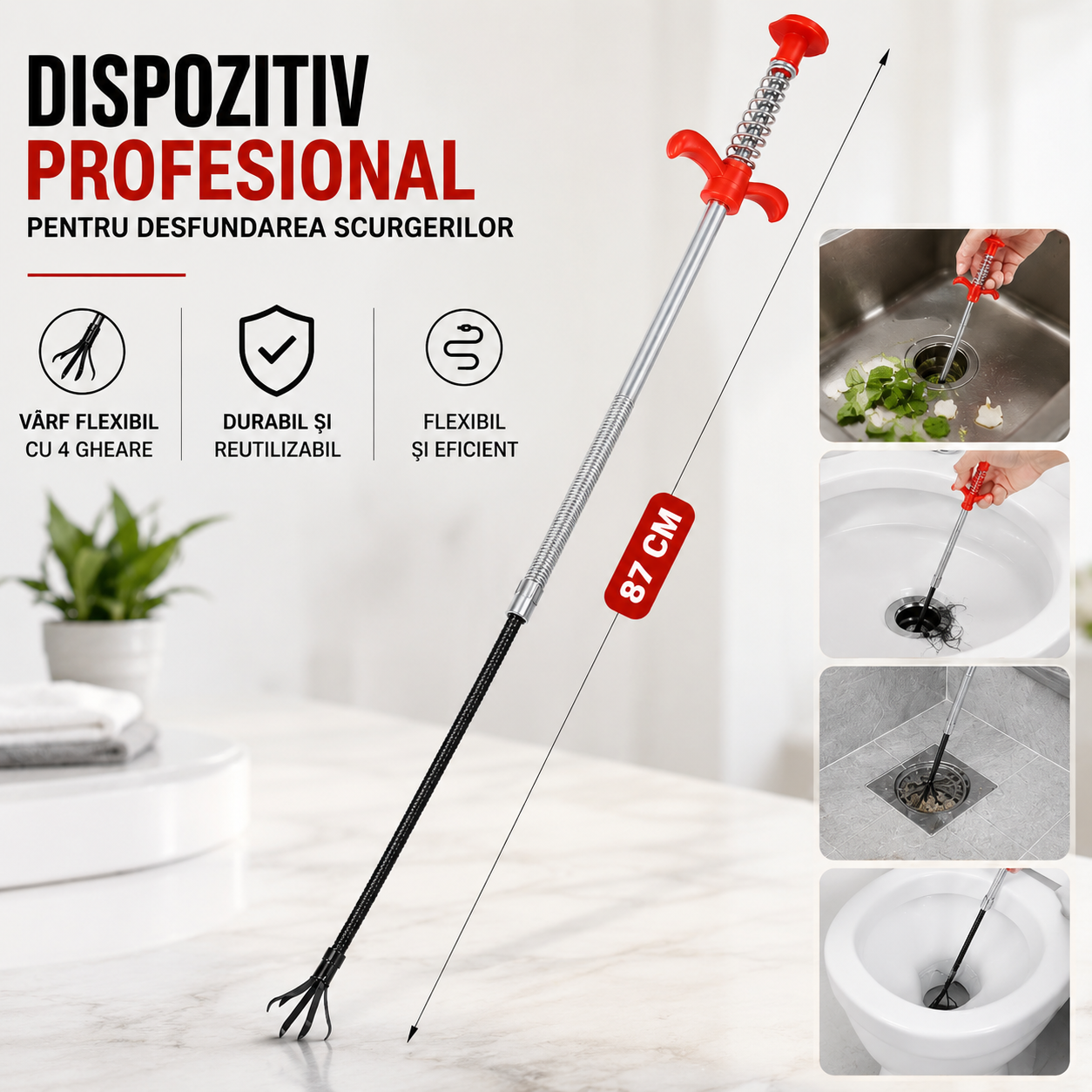 Dispozitiv Profesional pentru Desfundarea Scurgerilor