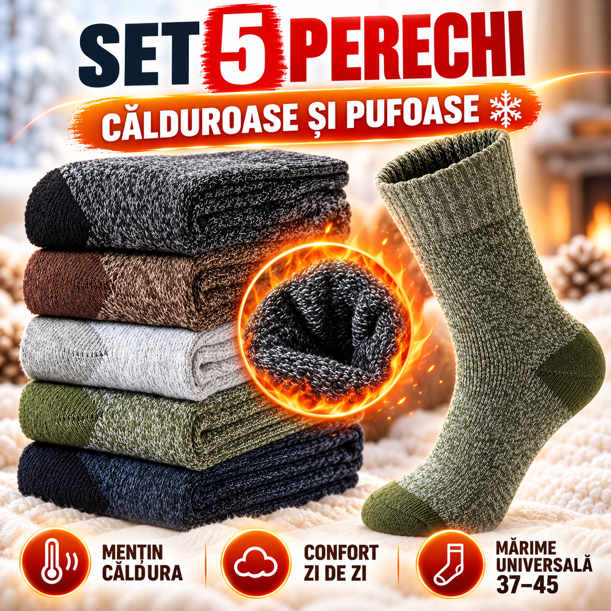 Șosete Termice Groase | Set 5 Perechi