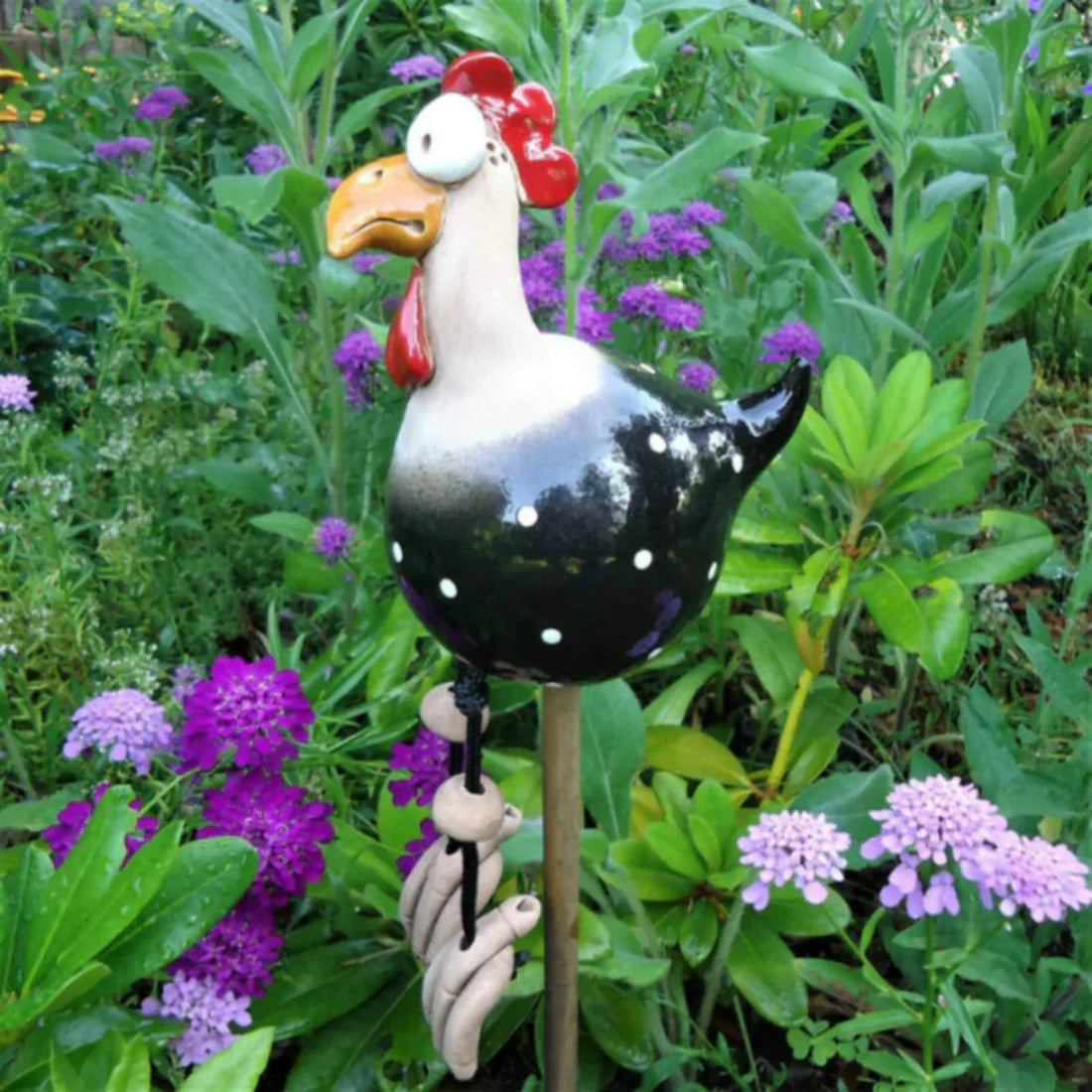 Găină decorativă din ceramică cu picioare mobile