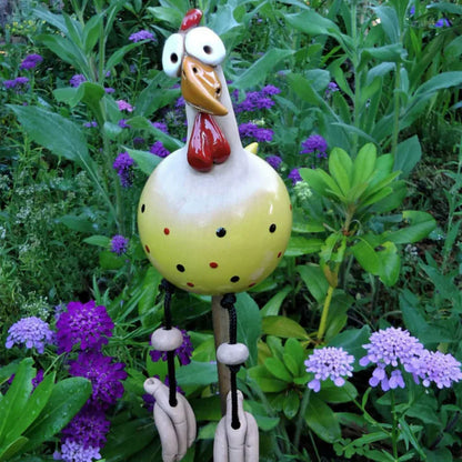 Găină decorativă din ceramică cu picioare mobile
