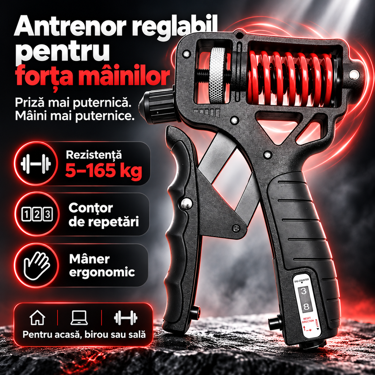 GripForce – Antrenor pentru Forța Mâinilor 5–165 kg