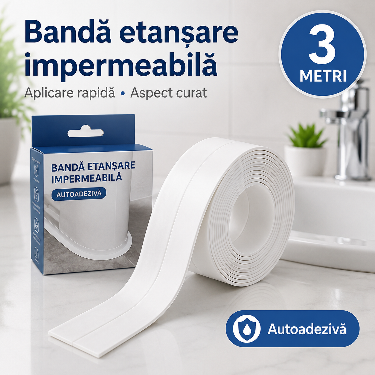 Bandă Impermeabilă pentru Baie & Bucătărie (3 metri)