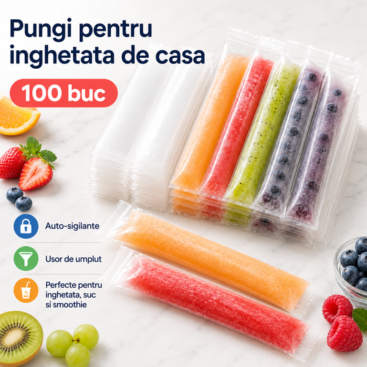 IcePops – Pungi pentru Înghețată de Casă (100 buc)