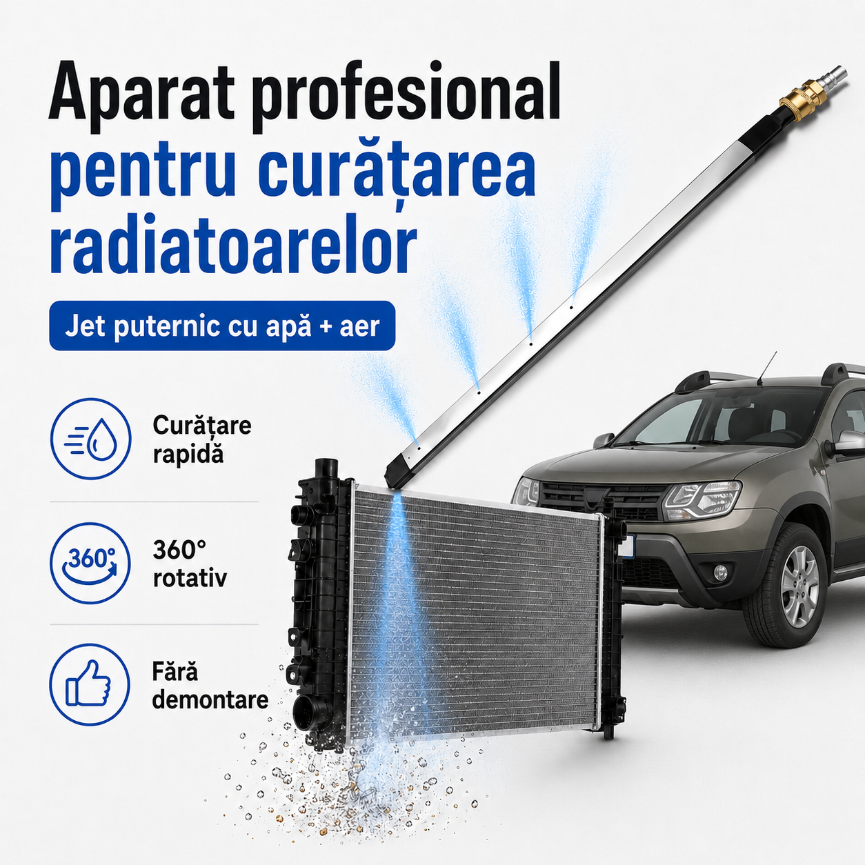 Aparat Profesional pentru Curățarea Radiatoarelor Auto