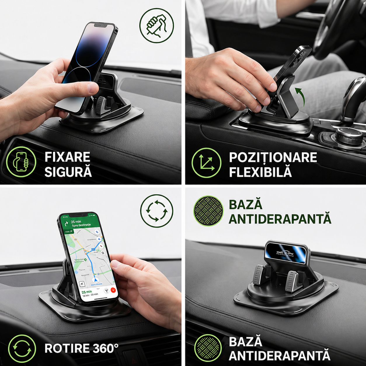 Suport telefon auto – antiderapant pentru bord și consolă
