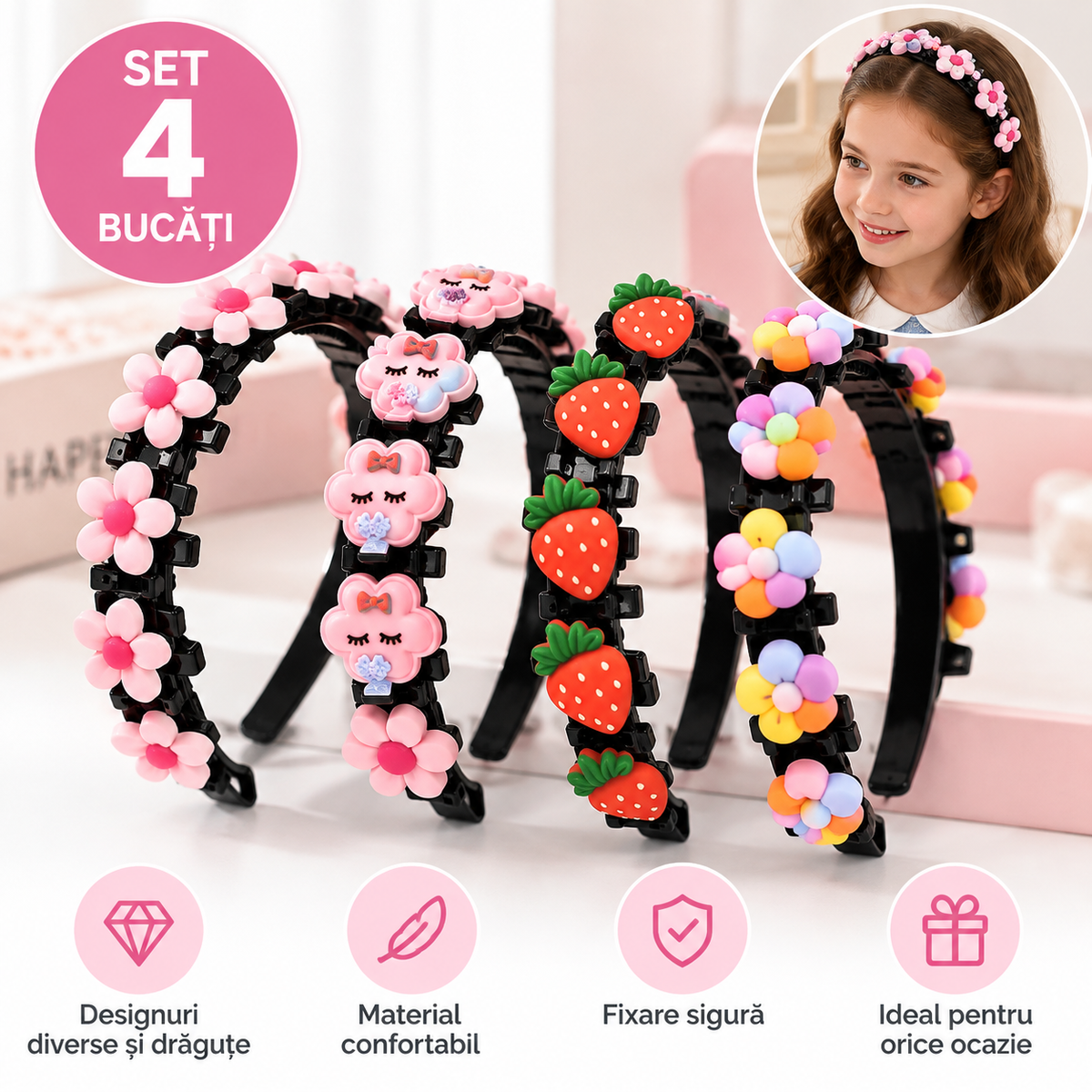 Bentiță pentru Fetițe cu Mini Clame Decorative