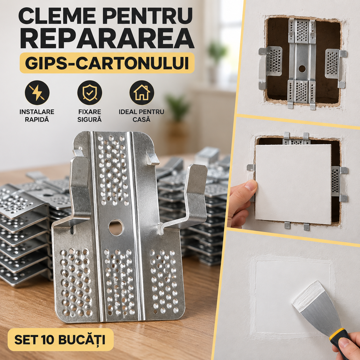 10 x Cleme pentru repararea gips-cartonului