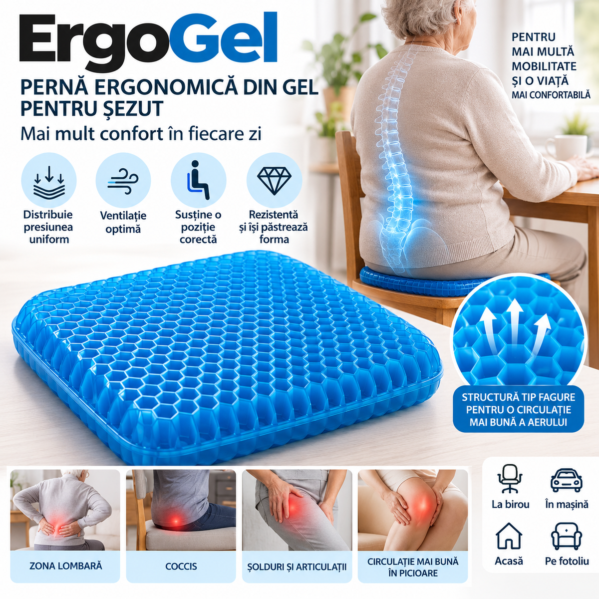 ErgoGel - Pernă Ergonomică din Gel