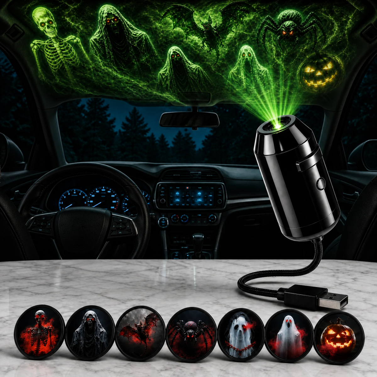 Proiector USB Halloween pentru Mașină