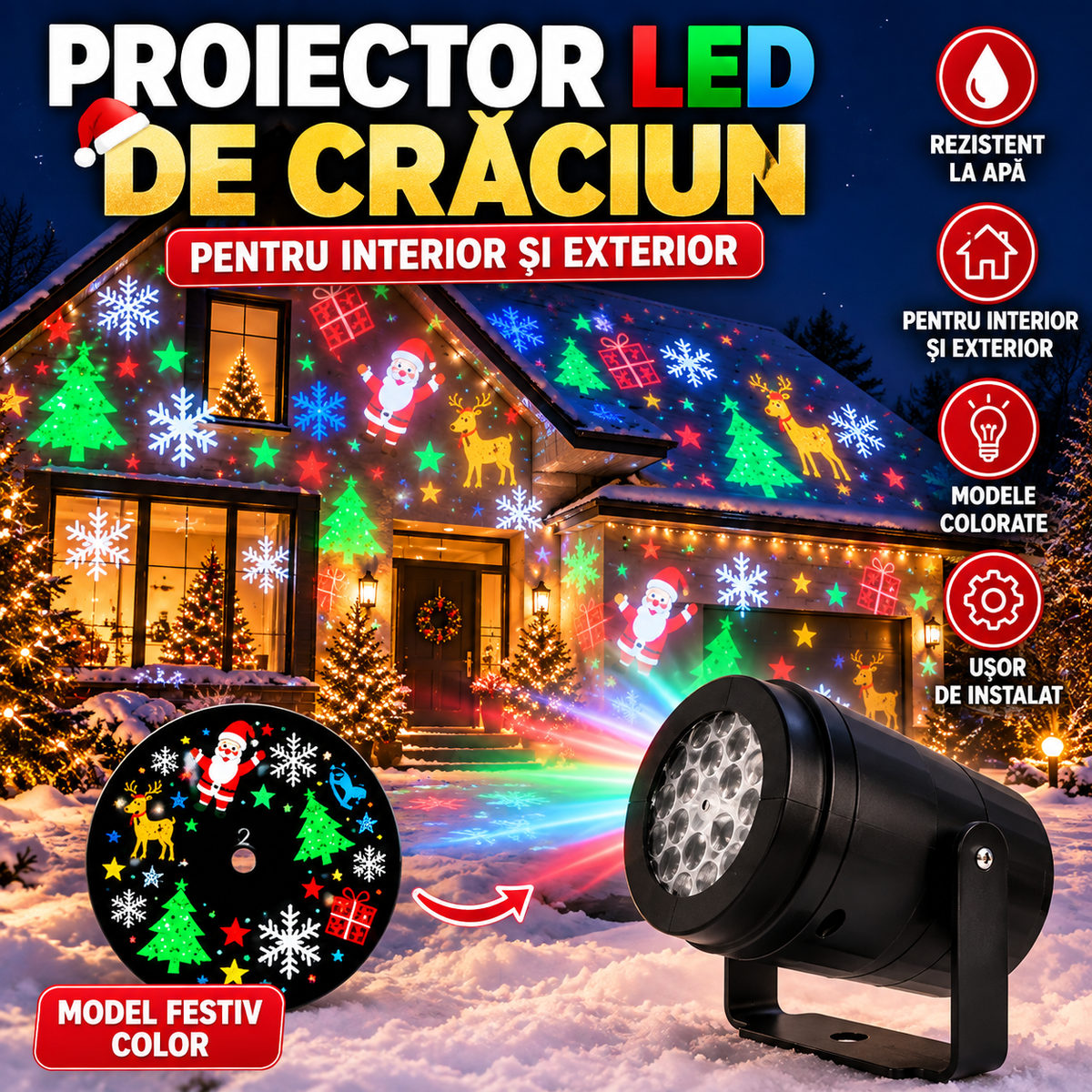 Proiector LED de Crăciun pentru Interior și Exterior