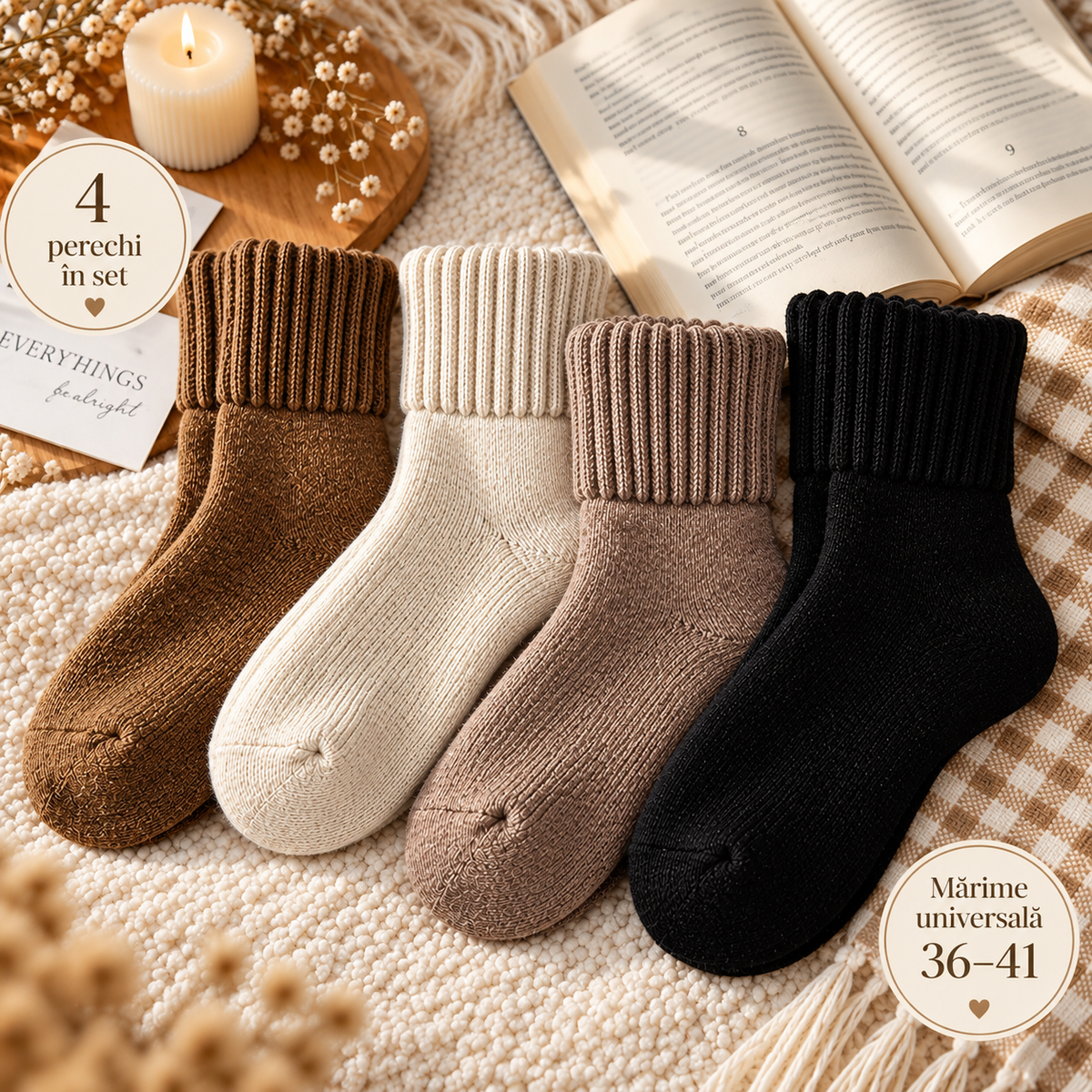 Șosete Călduroase tip Pulover – Set 4 Perechi